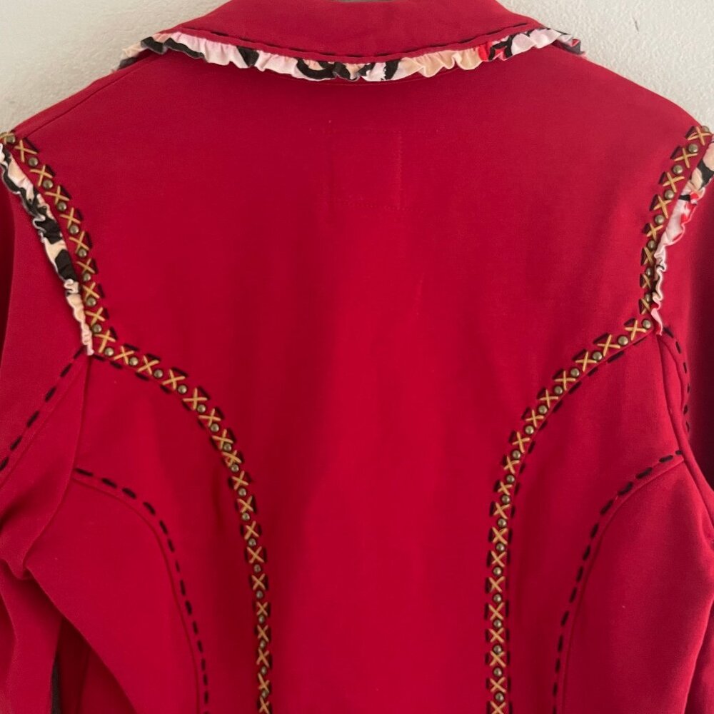 DOUBLE D RANCH Red Jacket with Studs, Ruffles, and Stitching: Size MEDIUM; NWOT! - Picture 4 of 11